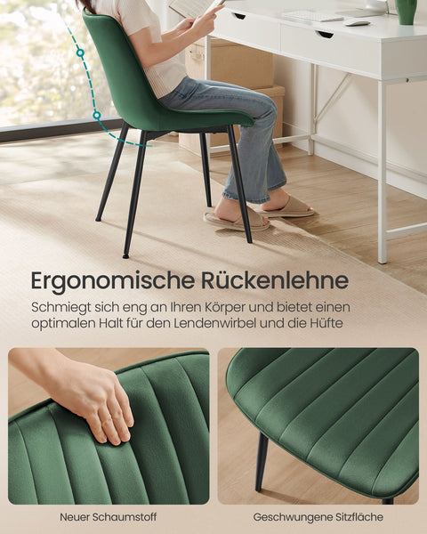 Rootz Dining Chair 2 Piece Set - Velvet Chair - Upholstered Seat - Comfort & Style - 60cm x 50.1cm x 88.6cm