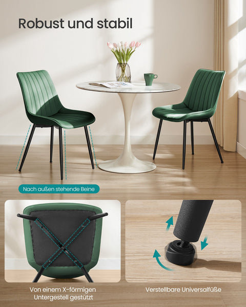 Rootz Dining Chair 2 Piece Set - Velvet Chair - Upholstered Seat - Comfort & Style - 60cm x 50.1cm x 88.6cm