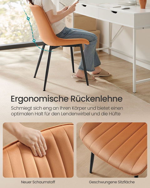 Rootz 2 Piece Set Dining Room Chairs - Upholstered Chairs - Steel Frame - Comfortable Seating - 60 x 50.1 x 88.6 cm