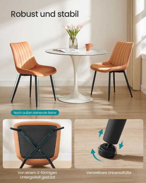Rootz 2 Piece Set Dining Room Chairs - Upholstered Chairs - Steel Frame - Comfortable Seating - 60 x 50.1 x 88.6 cm