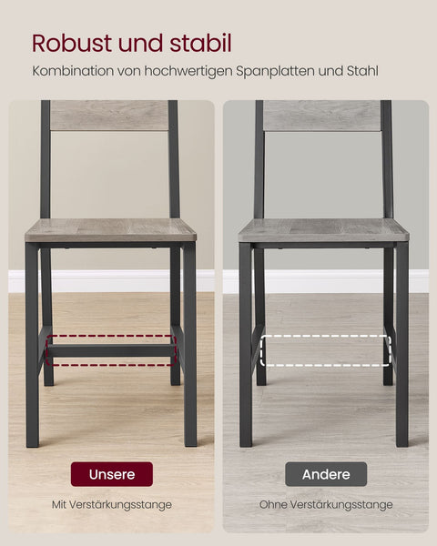 Rootz Dining Chairs - Greige Mottled Gray - Chipboard Steel - Compact Design - 36cm x 46.6cm x 87.1cm