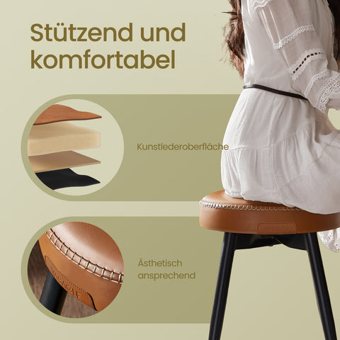 Rootz 2 Piece Set Bar Chair - High Stool - Counter Seating - PU Leather Comfort - 48cm x 48cm x 48.2cm