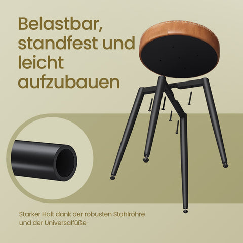 Rootz 2 Piece Set Bar Chair - High Stool - Counter Seating - PU Leather Comfort - 48cm x 48cm x 48.2cm