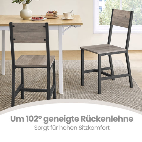Rootz 2 Piece Dining Chair Set - Brown -Grey - Wooden Chipboard & Steel - Durable Design - 36x46.6x87.1cm