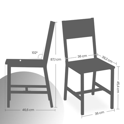 Rootz 2 Piece Dining Chair Set - Brown -Grey - Wooden Chipboard & Steel - Durable Design - 36x46.6x87.1cm
