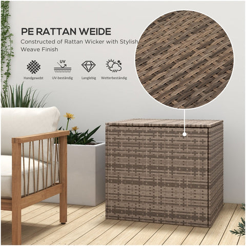 Rootz Polyrattan Storage Box - Cushion Box - Garden Storage Chest - Water Resistant - 75cm x 75cm x 70cm