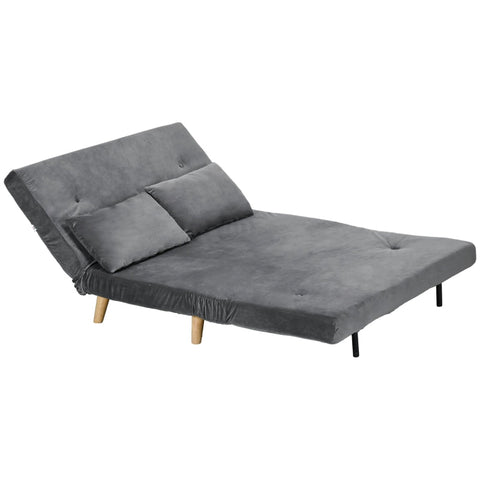 Rootz Velvet Sofa Bed Chair - Sleeper Chair - Recliner - Breathable Fabric - 130cm x 78cm x 79cm - Gray