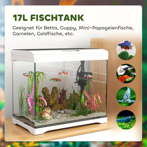 Rootz 17L Tropical Aquarium - Fish Tank - LED Light Aquarium - Easy Maintenance - 35cm x 21cm x 31cm
