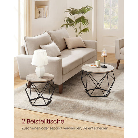 Rootz 2-delige set salontafel - Greige Zwart - Spaanplaatstaal - Grote kleine tafels - Lichtgewicht - Eenvoudige montage - Stijlvol ontwerp - 50 cm x 40 cm x 40 cm
