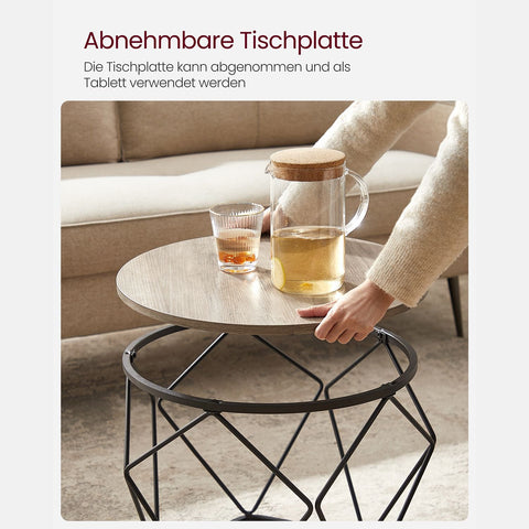 Rootz 2-delige set salontafel - Greige Zwart - Spaanplaatstaal - Grote kleine tafels - Lichtgewicht - Eenvoudige montage - Stijlvol ontwerp - 50 cm x 40 cm x 40 cm