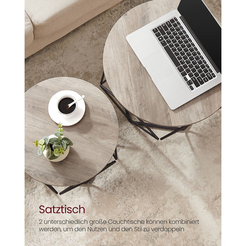 Rootz 2-delige set salontafel - Greige Zwart - Spaanplaatstaal - Grote kleine tafels - Lichtgewicht - Eenvoudige montage - Stijlvol ontwerp - 50 cm x 40 cm x 40 cm