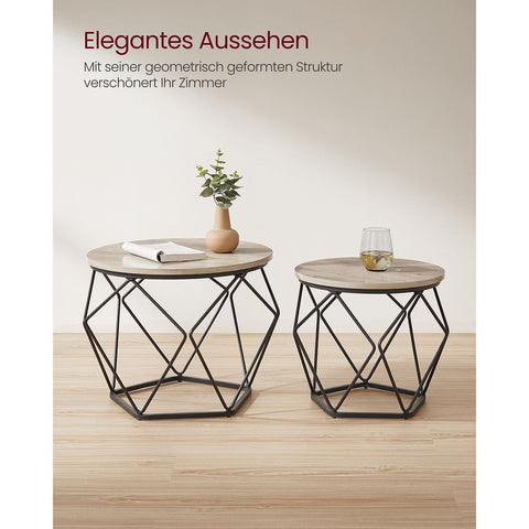 Rootz 2-delige set salontafel - Greige Zwart - Spaanplaatstaal - Grote kleine tafels - Lichtgewicht - Eenvoudige montage - Stijlvol ontwerp - 50 cm x 40 cm x 40 cm