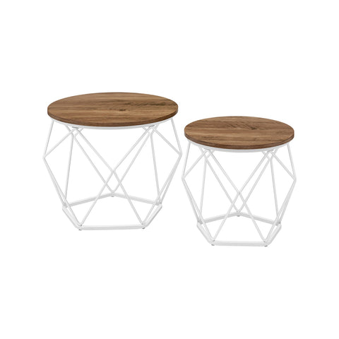 Rootz Coffee Table Set - 2 Piece Nesting Tables - Side Tables - Removable Tabletop - Chipboard & Steel - 50x40cm & 40x36cm