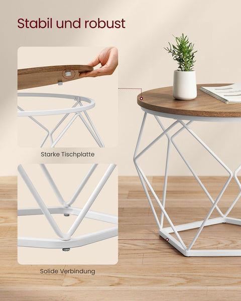 Rootz Coffee Table Set - 2 Piece Nesting Tables - Side Tables - Removable Tabletop - Chipboard & Steel - 50x40cm & 40x36cm