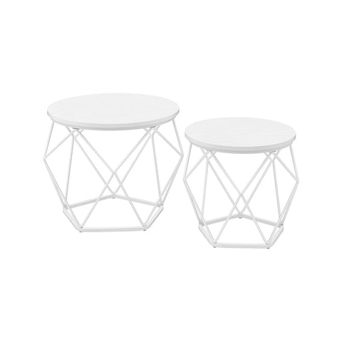 Rootz Coffee Table Set of 2 - Accent Table - Side Table - Removable Top - 50cm x 40cm & 40cm x 36cm - White- Finish