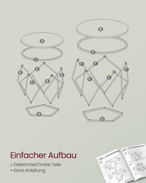 Rootz Coffee Table Set of 2 - Accent Table - Side Table - Removable Top - 50cm x 40cm & 40cm x 36cm - White- Finish