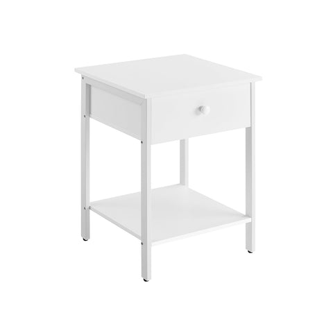 Rootz Nachtkommode Nightstand - Bedside Table - Easy Assembly - White Finish - 40cm x 40cm x 55cm
