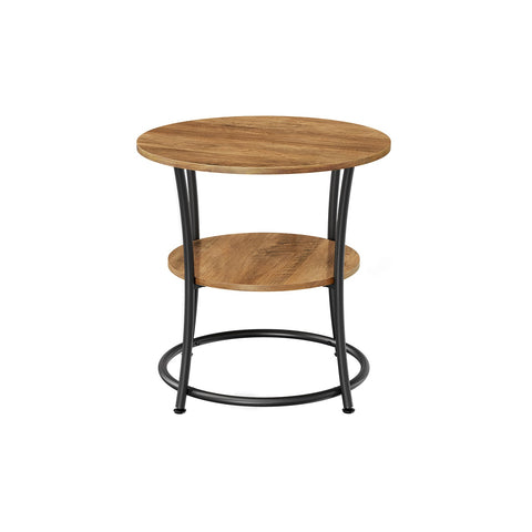 Rootz Round Side Table - Walnut Black - Chipboard Steel - 30kg Capacity - 55cm x 55cm - Modern Living Room Furniture