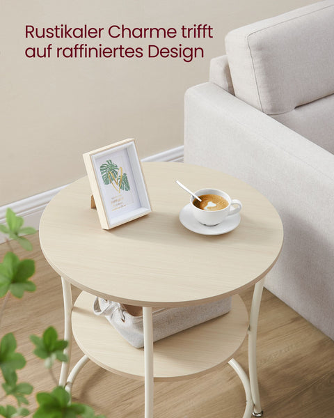 Rootz 2 Shelf Supplement Table - Storage Table - Steel Frame Table - Durable Design - 55cm x 55cm - Brown, White