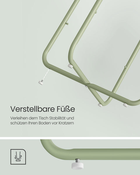 Rootz 3 Piece Set Side Table - Fabric Basket - Storage Organizer - Chipboard Steel Polyester - Laurel Green Cream White - 45cm x 50cm x 50cm - 39.6cm x 18.2cm x 18.2cm - 4.1kg - 35kg Max Load Capacity