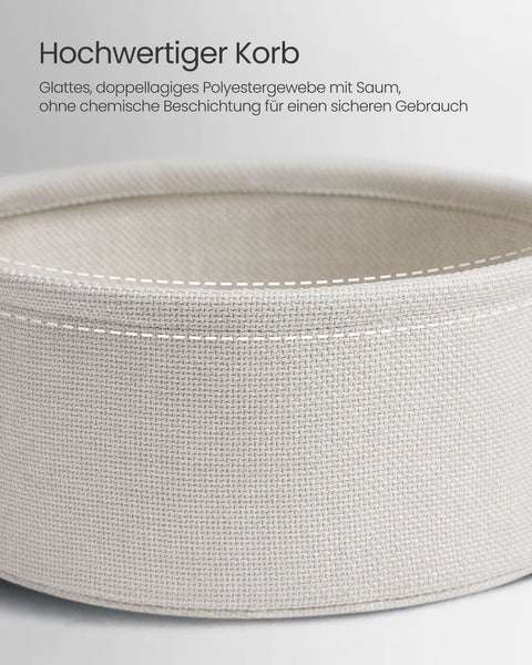 Rootz 3 Piece Set Side Table - Fabric Basket - Storage Organizer - Chipboard Steel Polyester - Cement Gray Cloud White - 45cm x 50cm x 50cm - 39.6cm x 18.2cm x 18.2cm - Lightweight - Durable - Easy Assembly