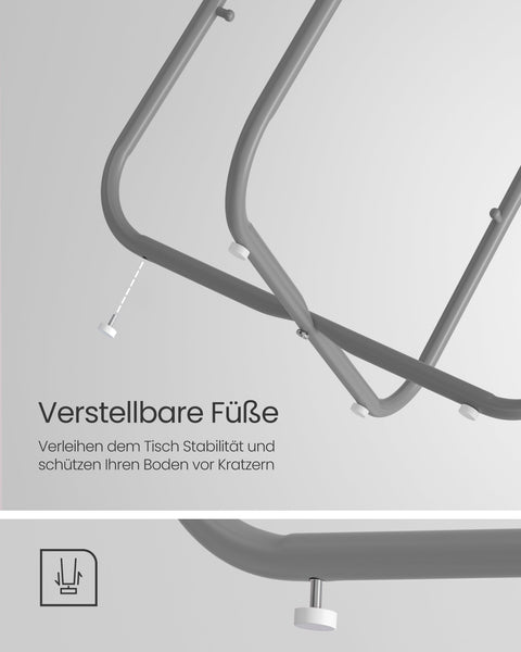 Rootz 3 Piece Set Side Table - Fabric Basket - Storage Organizer - Chipboard Steel Polyester - Cement Gray Cloud White - 45cm x 50cm x 50cm - 39.6cm x 18.2cm x 18.2cm - Lightweight - Durable - Easy Assembly