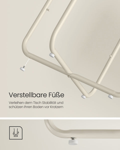 Rootz 3 Piece Set Side Table - Beige Table - Chipboard Steel Polyester - Storage Basket - Lightweight - Sturdy Construction - 45cm x 50cm x 50cm