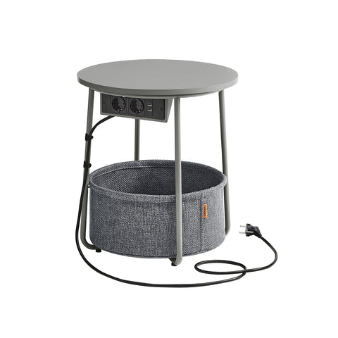 Rootz Side Table with Fabric Basket - Chipboard Steel - Polyester - Storage Solution - 45cm x 50cm - 39.6cm x 18.2cm - 4.4kg