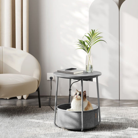 Rootz Side Table with Fabric Basket - Chipboard Steel - Polyester - Storage Solution - 45cm x 50cm - 39.6cm x 18.2cm - 4.4kg