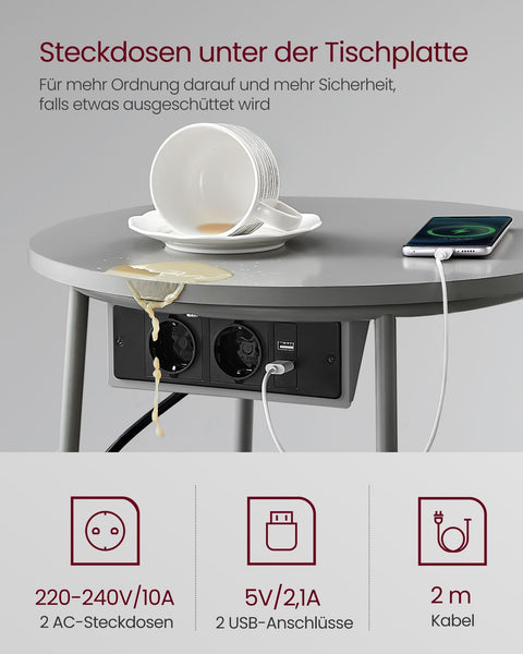 Rootz Side Table with Fabric Basket - Chipboard Steel - Polyester - Storage Solution - 45cm x 50cm - 39.6cm x 18.2cm - 4.4kg