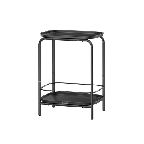 Rootz Modern Ink Black Side Table - 2 Tier - Steel Material - Stylish Design - 30cm x 40cm x 56cm