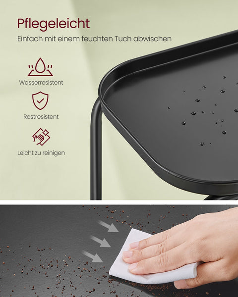 Rootz Modern Ink Black Side Table - 2 Tier - Steel Material - Stylish Design - 30cm x 40cm x 56cm