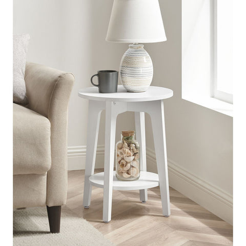 Rootz Side Table with Shelf - Beistelltisch - End Table - Durable Chipboard - 40cm Ø x 50cm H
