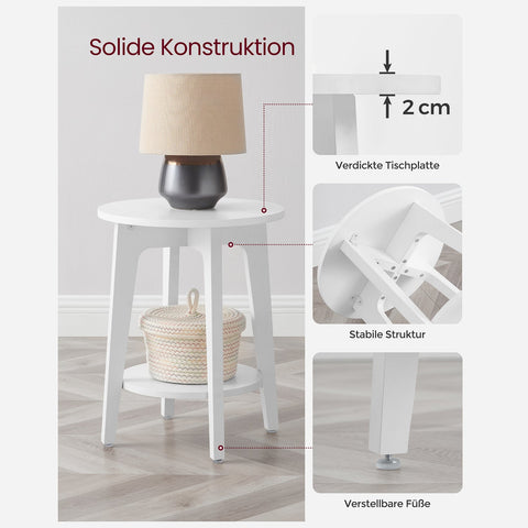 Rootz Side Table with Shelf - Beistelltisch - End Table - Durable Chipboard - 40cm Ø x 50cm H