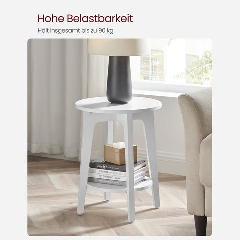 Rootz Side Table with Shelf - Beistelltisch - End Table - Durable Chipboard - 40cm Ø x 50cm H