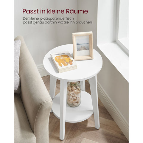 Rootz Side Table with Shelf - Beistelltisch - End Table - Durable Chipboard - 40cm Ø x 50cm H