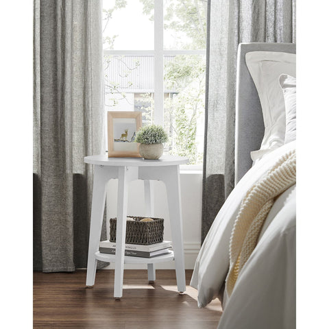 Rootz Side Table with Shelf - Beistelltisch - End Table - Durable Chipboard - 40cm Ø x 50cm H