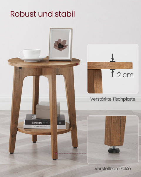 Rootz Side Table with Shelf - Modern Style - Brown Chipboard - Space-Saving - 40 x 50 cm