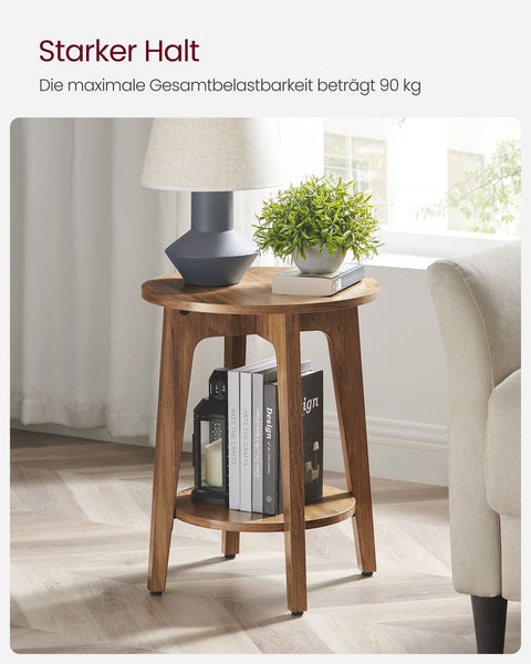 Rootz Honey Brown Chipboard Side Table - End Table - Bedside Table - 90kg Capacity - 40cm x 50cm - 4.1kg