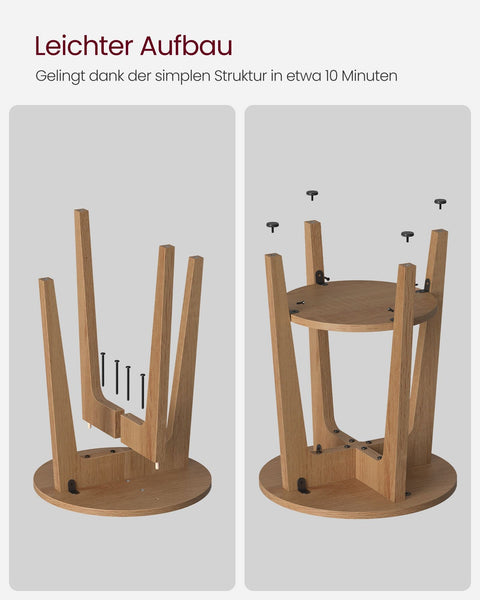 Rootz Side Table with Shelf - Modern Style - Brown Chipboard - Space-Saving - 40 x 50 cm