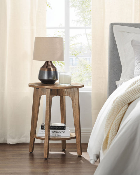 Rootz Honey Brown Chipboard Side Table - End Table - Bedside Table - 90kg Capacity - 40cm x 50cm - 4.1kg