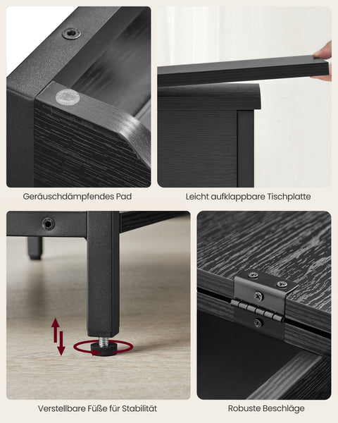 Rootz Side Table with Socket - End Table - Accent Table - Integrated USB Ports - Sturdy Chipboard - 60cm x 31.5cm x 60cm