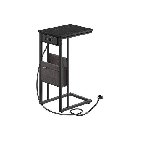 Rootz Ebony Black Side Table - End Table - Bedside Table - Chipboard - Steel Frame - 30cm x 40cm x 62cm
