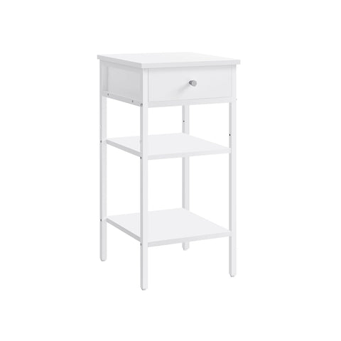 Rootz Side Table with Drawer - End Table - Nightstand - White Chipboard - 35x35x70cm