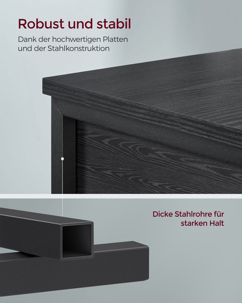 Rootz Bedside Table - Nightstand - Bedroom Cabinet - Ample Storage - 35 x 35 x 70 cm -  Black - Chipboard & Steel