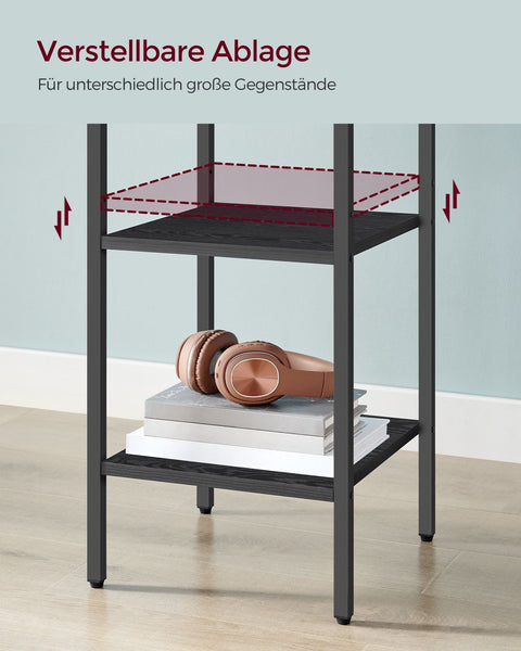 Rootz Bedside Table - Nightstand - Bedroom Cabinet - Ample Storage - 35 x 35 x 70 cm -  Black - Chipboard & Steel