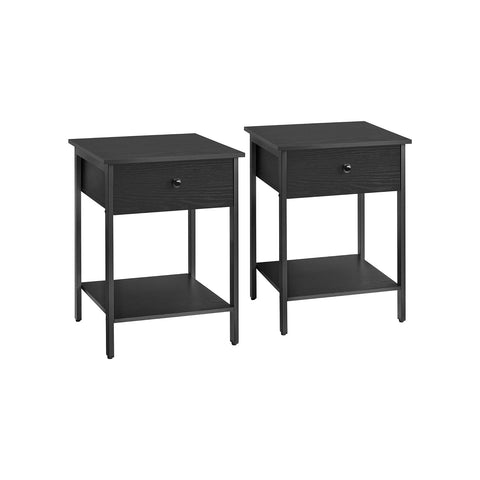 Rootz Set of 2 Bedside Chests - Nightstands - Bedroom Storage - Black - 40x40x55cm