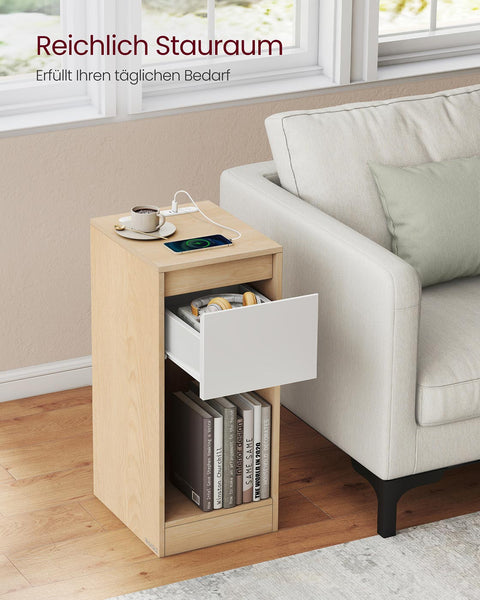 Rootz Bedside Table - Nightstand - Bedroom Storage - Sturdy MDF & Chipboard - Compact Design - Brown 30 x 25 x 59.5 cm