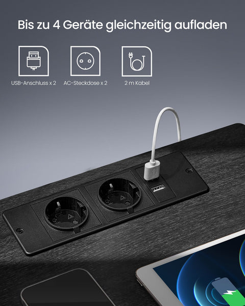 Rootz Bedside Table with LED Lighting - Nightstand - Bedside Cabinet - Modern Design - 35cm x 40cm x 55cm - Black