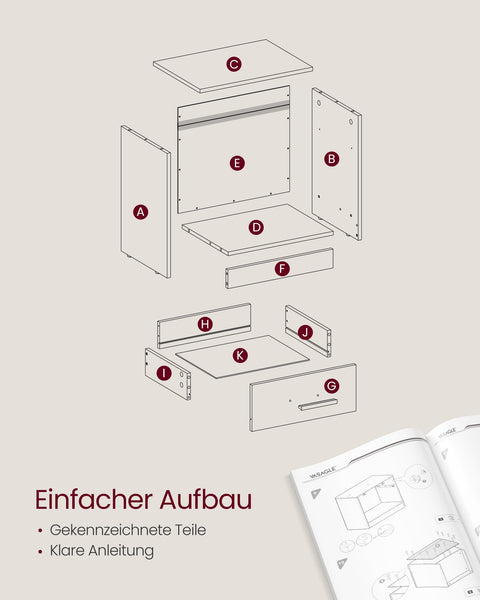 Rootz Side Table with Drawer - Nightstand - Bedside Table - Max Load 75kg - 28cm x 39cm x 41cm - Chestnut Brown-Ink Black